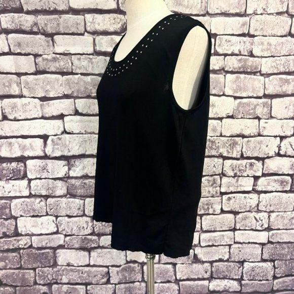 Finity Black Sleeveless Blouse W/ Stud Design Size 1X - Picture 4 of 7
